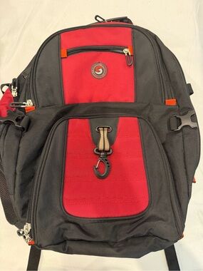 SHRRADOO 50L Travel Laptop Backpack 17” USB Charging Anti Theft Lock Red Black